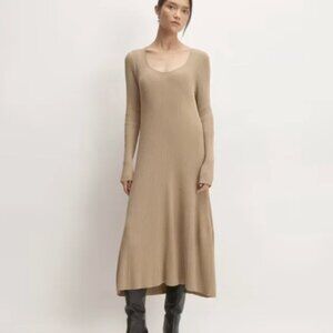 NWT Everlane The Ribbed Scoopneck Midi Dress - Burnt Sugar